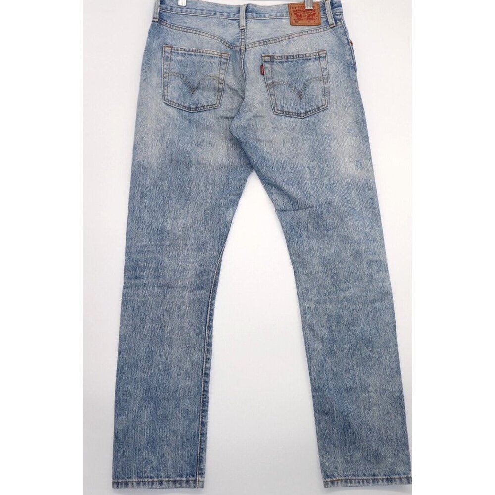 Levi's 501 Size 28 Straight Denim Jeans Men Distressed Faded - Picture 2 of 13